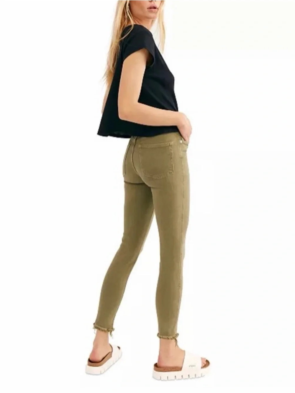 FREE PEOPLE high rise raw hem jeggings